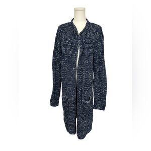 J. Jill Blue Marled Melange Long Knit Open Front Cardigan Sweater Sz M Tall
